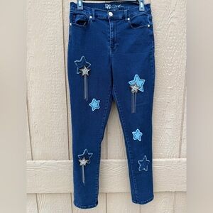 DG2 Diane Gilman teens Star Embellished Stretch Denim Ankle Jeans Blue size 8